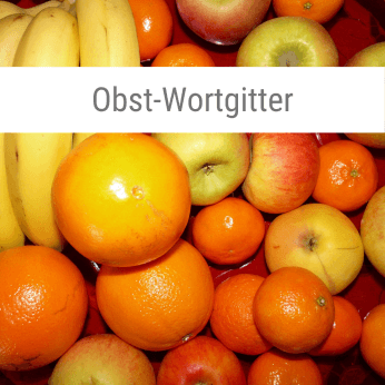 Obst-Wortgitter-Spiel